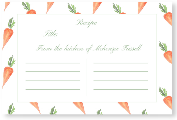 Easter Carrot Recipe Card