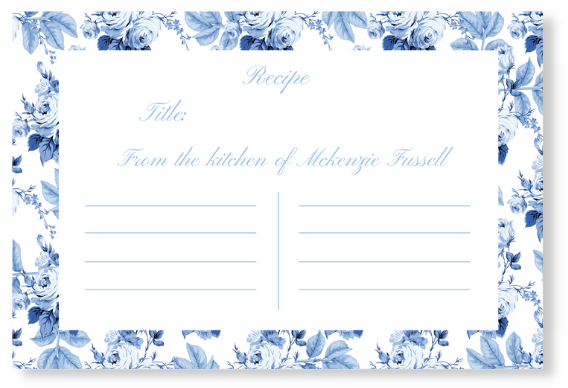 Blue Rose Recipe Card