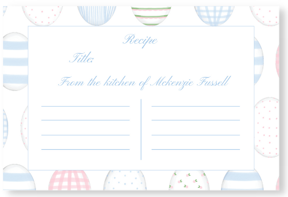 Easter Egg Recipe Card