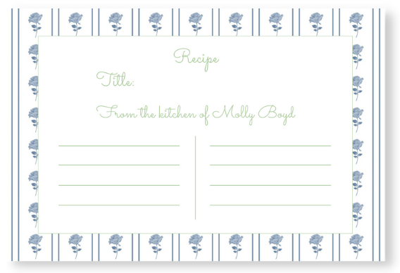 Blue Blossom Recipe Card