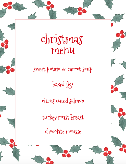 Large Christmas Menu / Sign