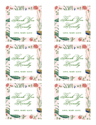 Pink Chinoiserie Gift Tags / Stickers