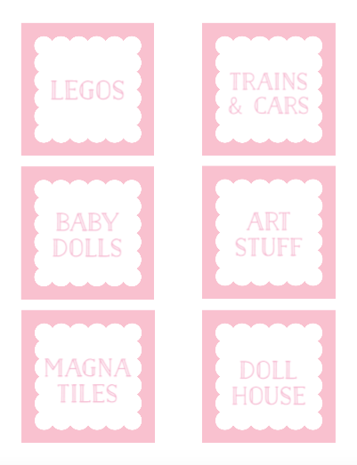 Pink Playroom Labels / Stickers