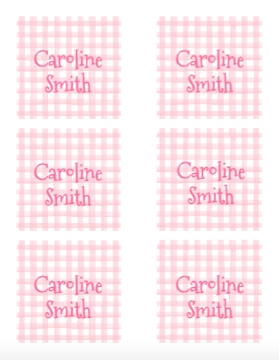 Pink Gingham Child's Card / Sticker