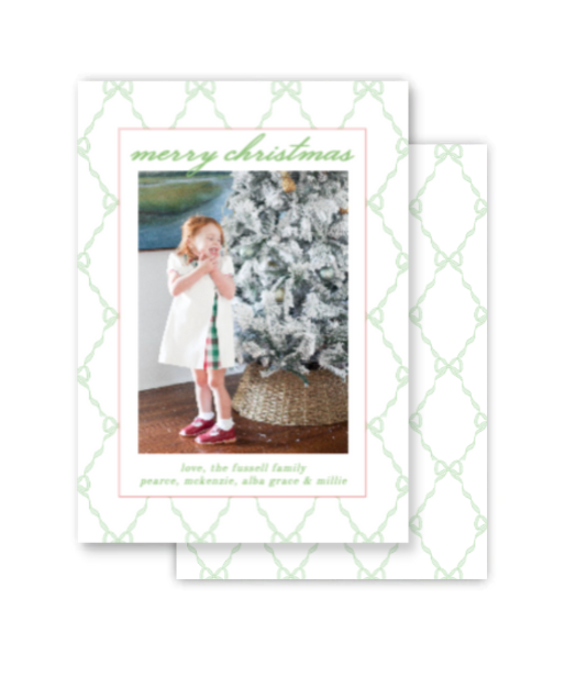 Green Bow Christmas Card