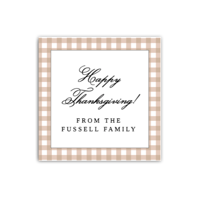Tan Gingham Gift Tags / Stickers