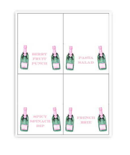 Pink Champs Buffet Labels / Placecards