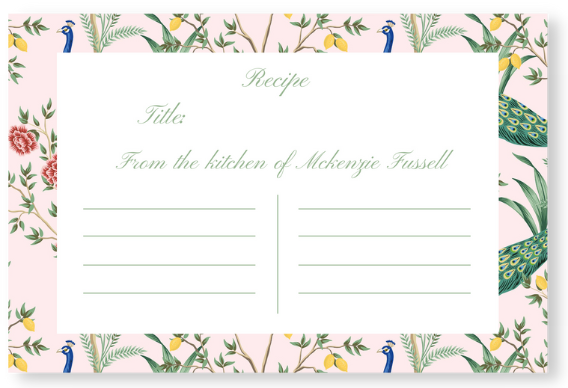 Pink Chinoiserie Recipe Card