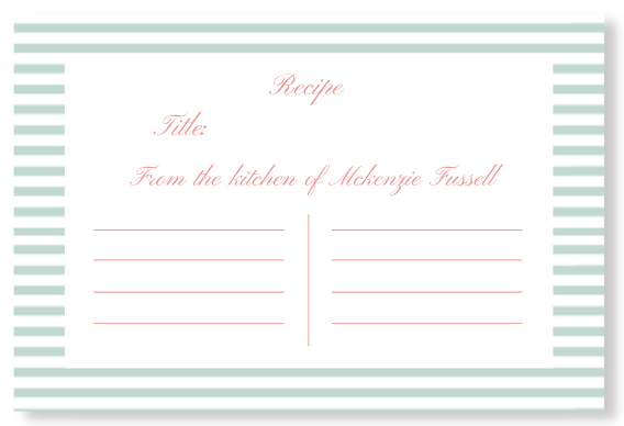Sage Stripe Recipe Card