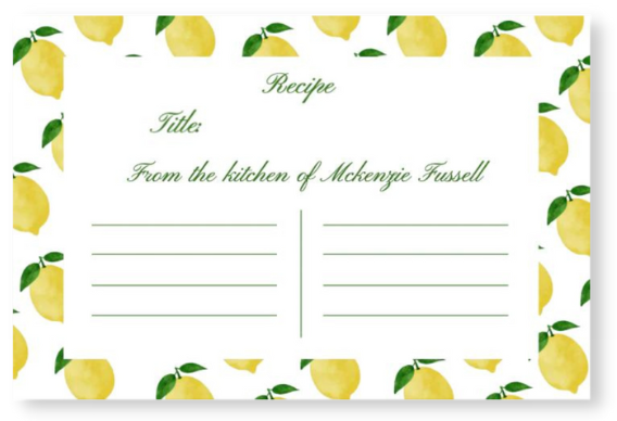 Lemon Recipe Card