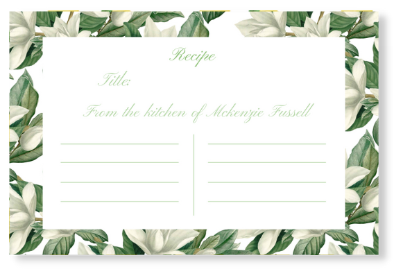 Magnolia Recipe Card