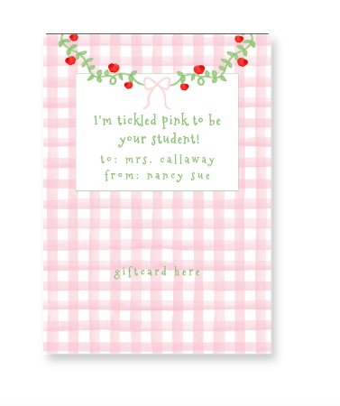Pink Teacher Giftcard Holder