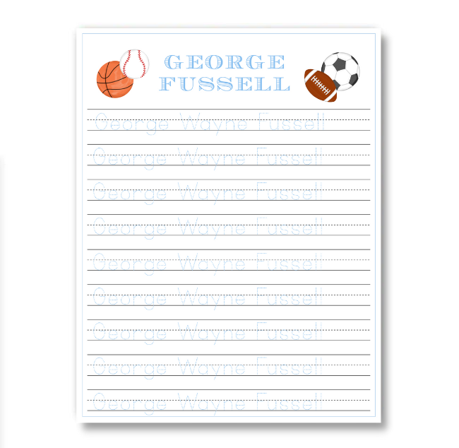 Sports Tracing Sheet