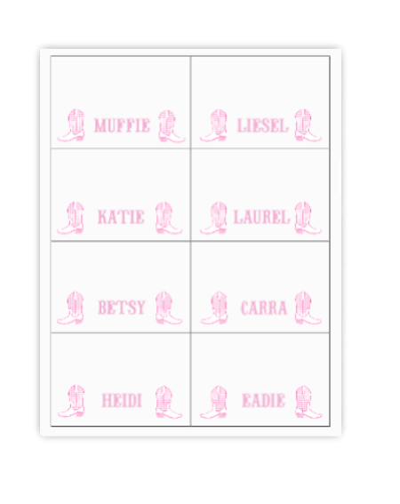 Pink Rodeo Placecard