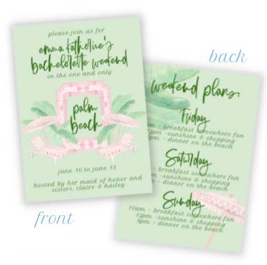 Palm Beach Bachelorette Invitation / Itinerary