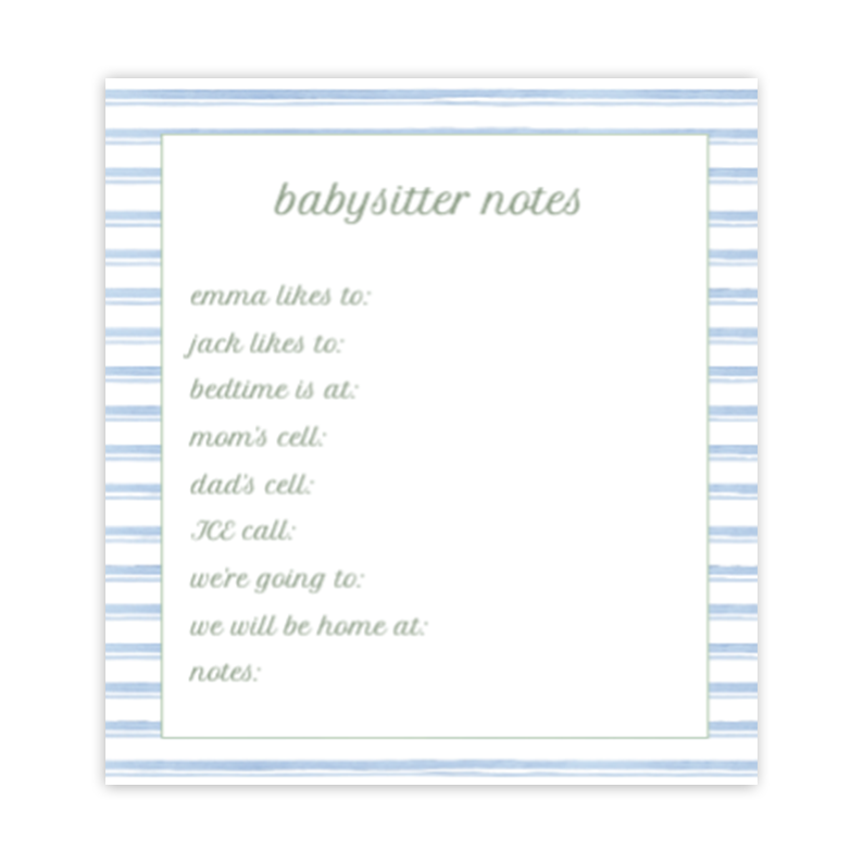 Babysitter Notepad