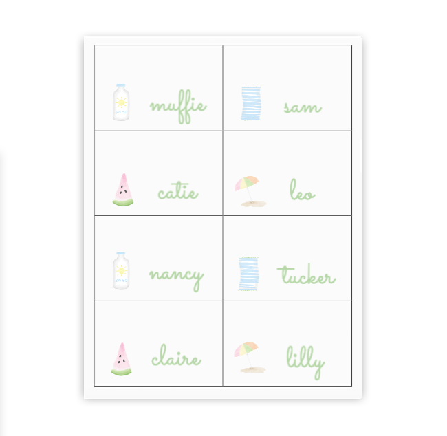 Beach Buffet Labels / Placecards