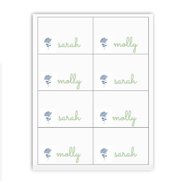 Blue Blossom Buffet Labels / Placecards