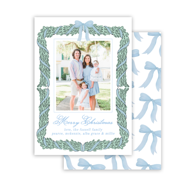 Blue Bow Christmas Card No. 1