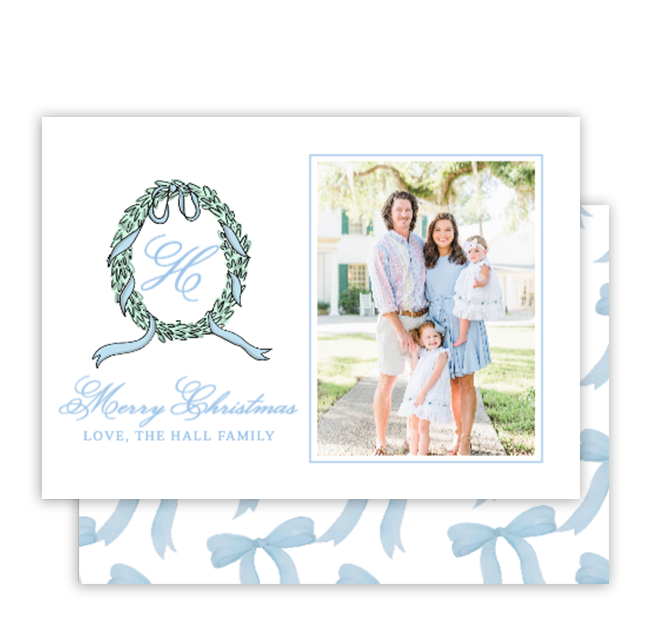 Blue Bow Christmas Card No. 2