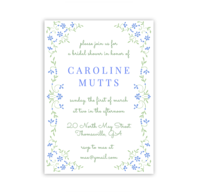 Blue Ladylike Invitation