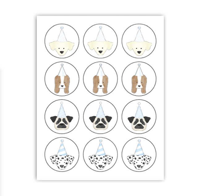 Blue Puppy Cupcake Toppers