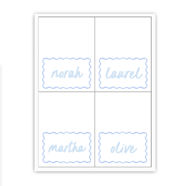 Blue Wave Place Cards / Buffet Labels