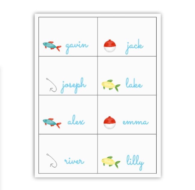 Fish Buffet Labels / Placecards