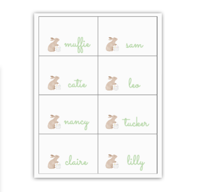 Bunny Buffet Labels / Placecards