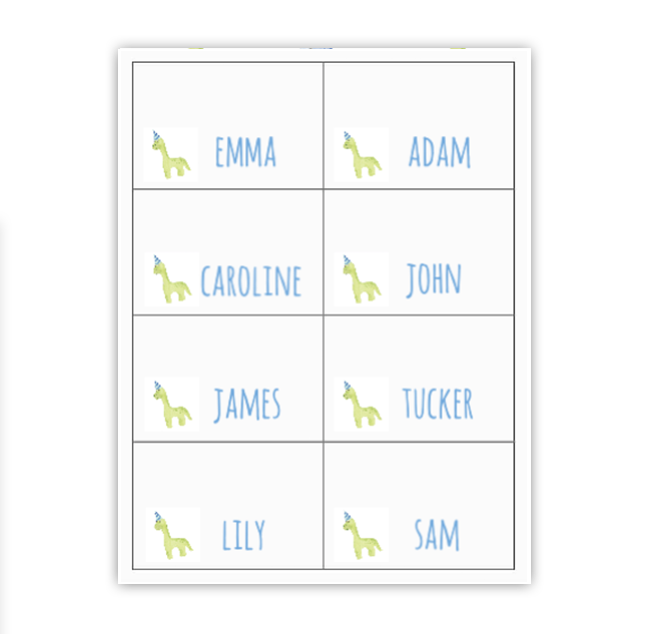 Dino Buffet Labels / Placecards