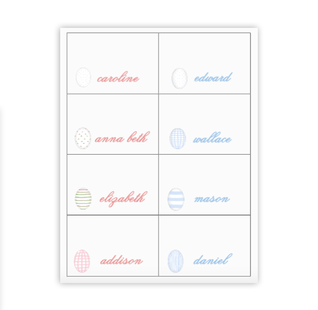 Easter Egg Place Cards / Buffet Labels
