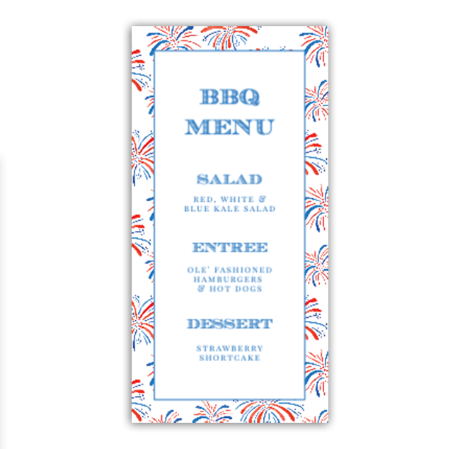 Fireworks Long Menu