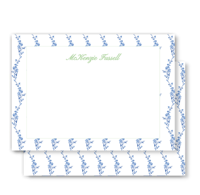 Blue Floral Flat Notecard