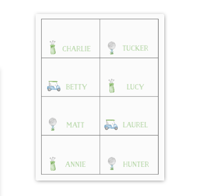 Golf Buffet Labels / Placecards