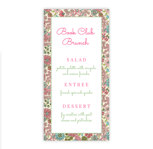 Itty Bitty Floral Long Menu