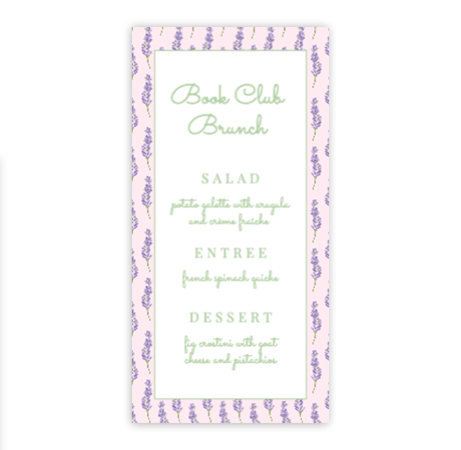 Lavender Long Menu