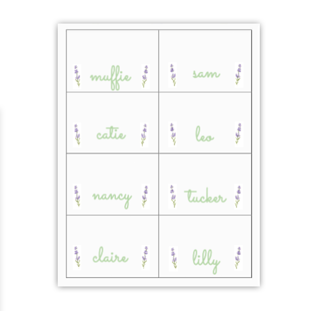 Lavender Buffet Labels / Placecards