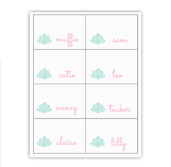 Mermaid Buffet Labels / Placecards
