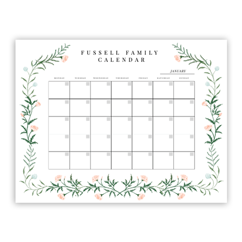Floral Monthly Planner