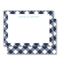 Navy Gingham Flat Notecard