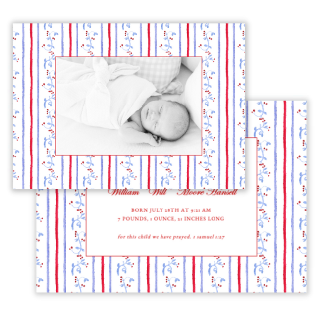 Red & Blue Baby Announcement