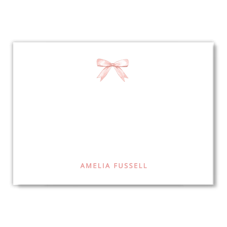 Pink Bow Flat Notecard