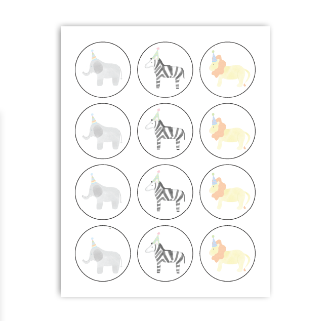 Party Animals Cupcake Toppers