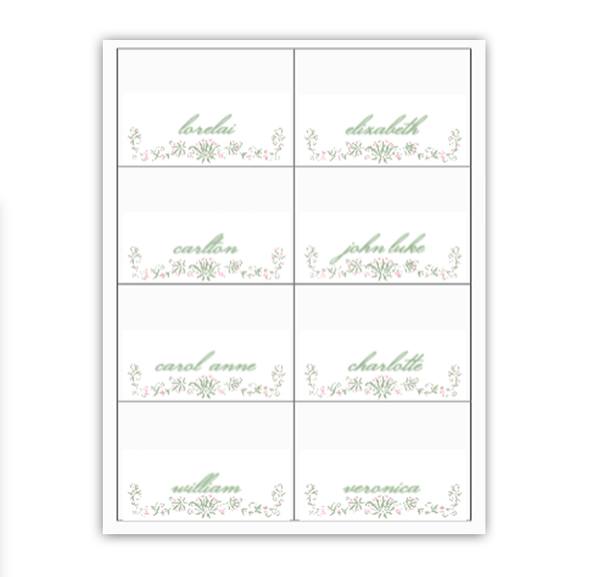 Pink Ladylike Buffet Labels / Placecards