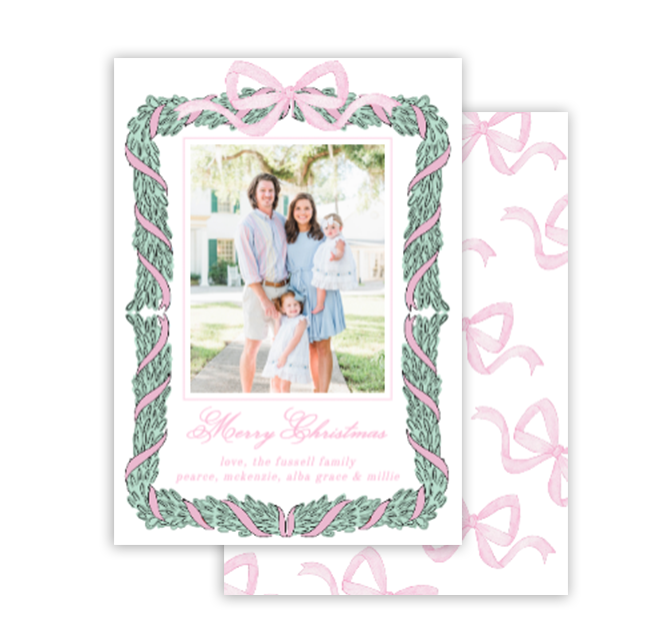 Pink Bow Christmas Card