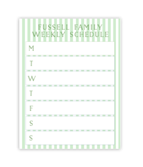 Green Pastel Stripe Weekly Schedule
