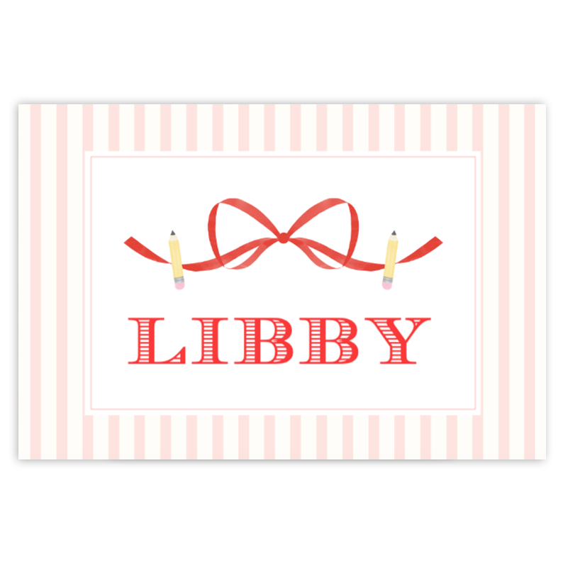 Pink Bow School Placemat