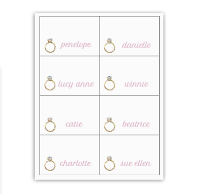 Ring Buffet Labels / Placecards