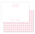 Pink Gingham Crest Notecard