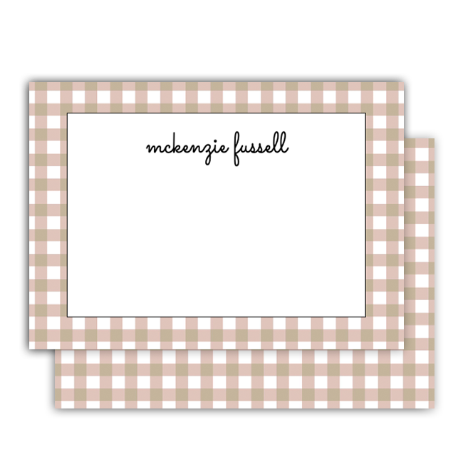 Tan Gingham Notecard